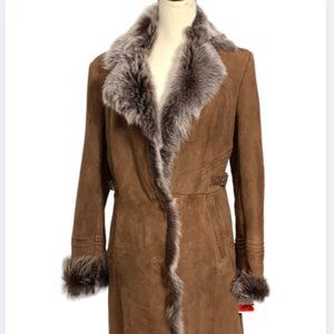 Cole Haan NWT Brown Shearling Fur Women's Coat Size Small